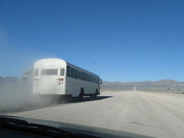 Bus on Groom Lake Road